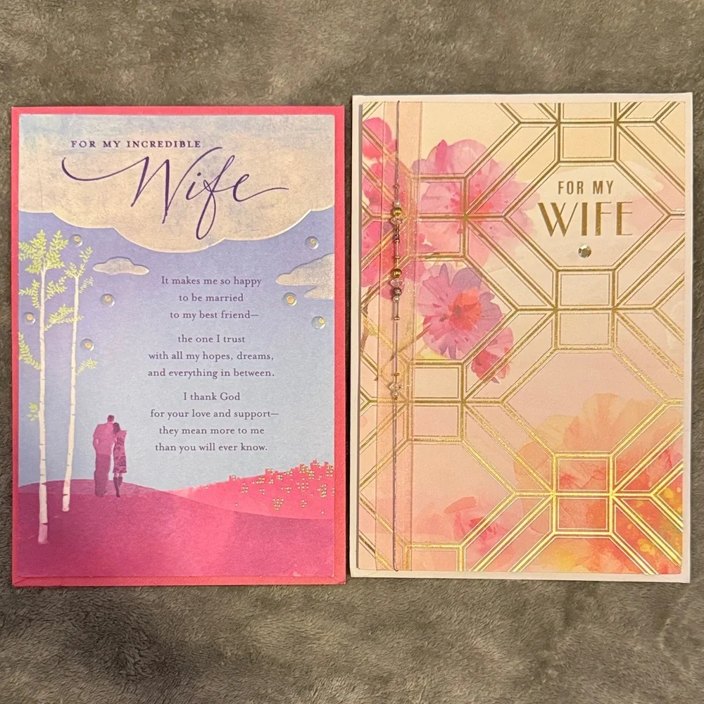 🌻 Bundle of 2 Hallmark and DaySpring Happy Birthday To My Wife Cards